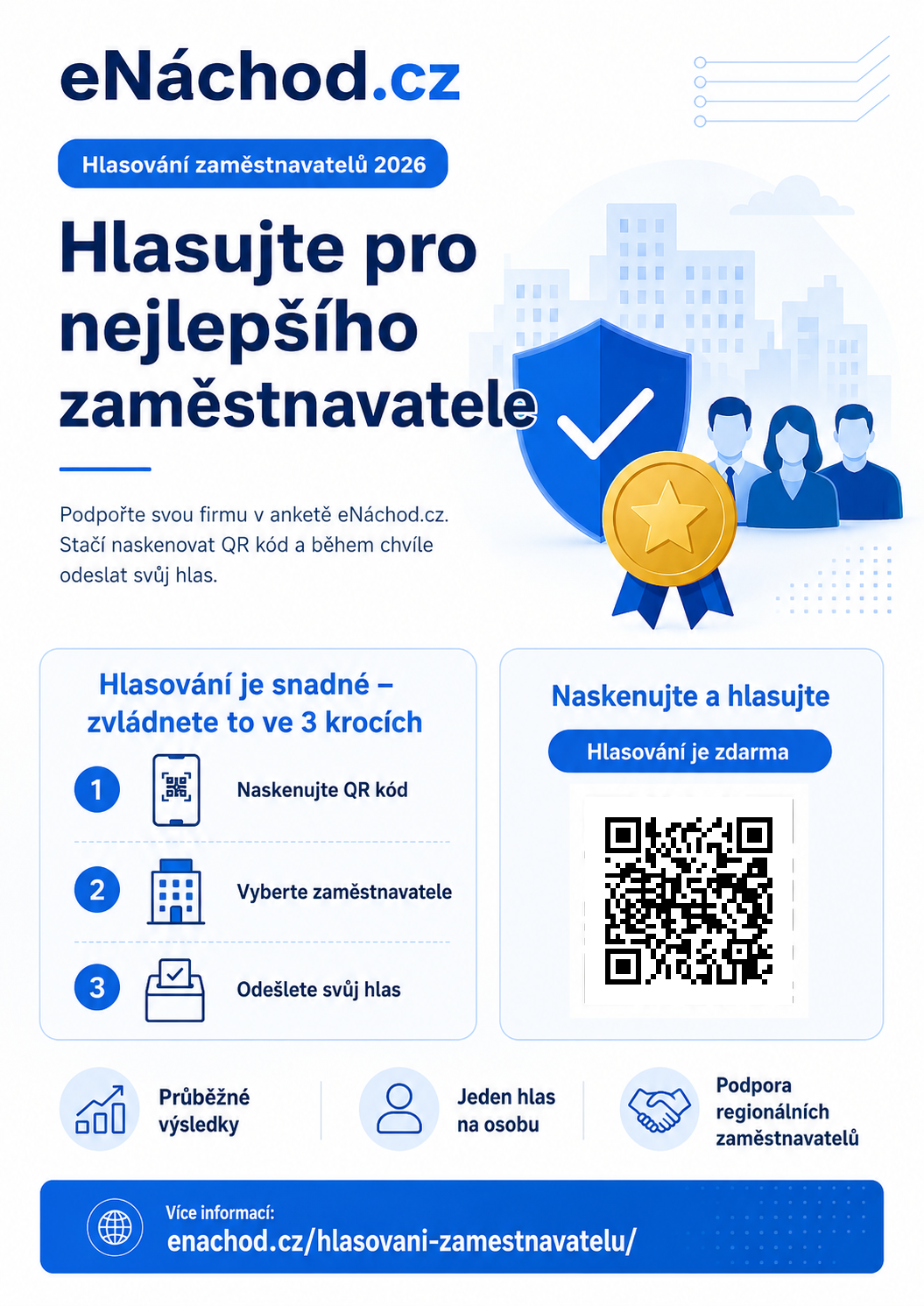 Leták hlasování zaměstnavatelů s QR kódem